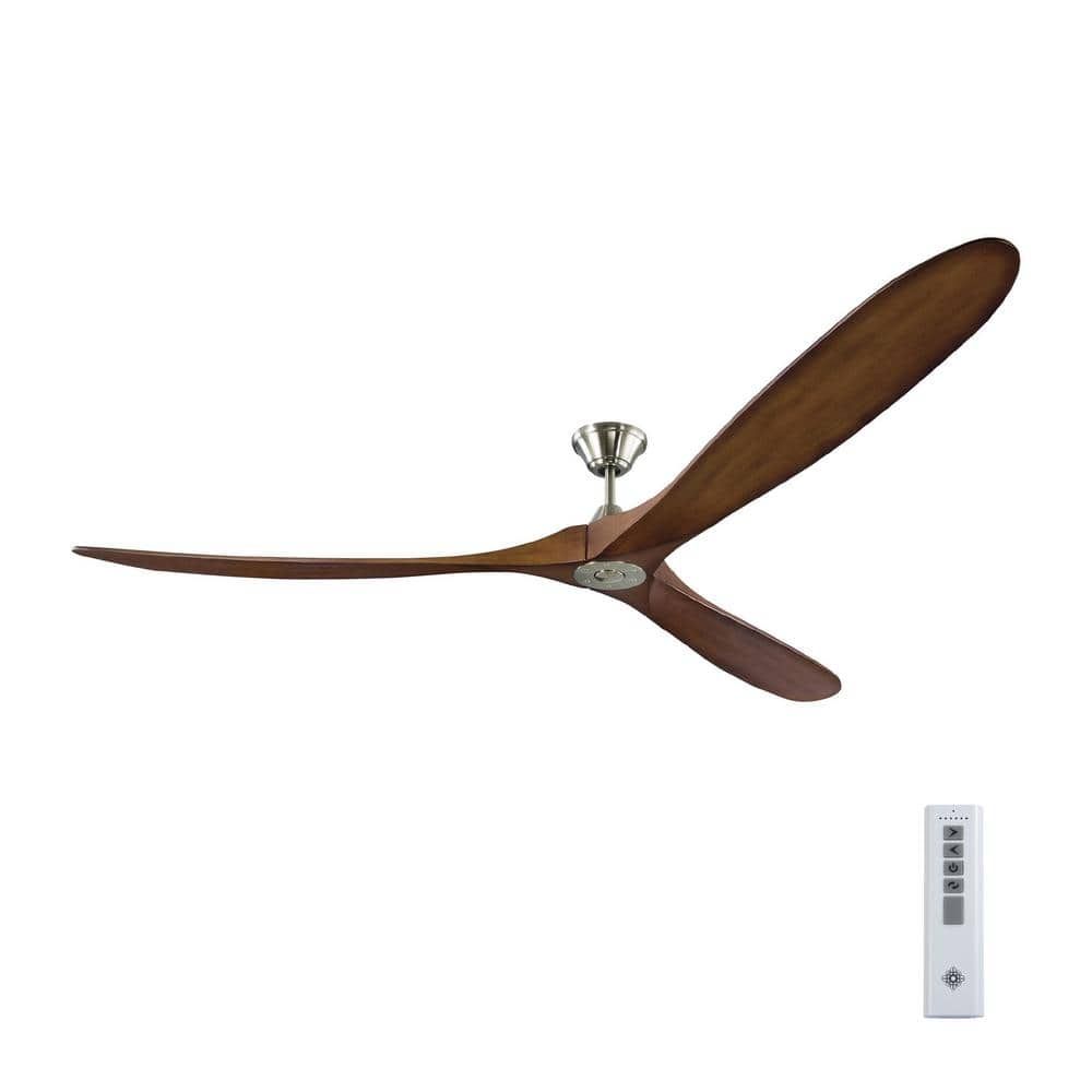 88 Inch Brushed Steel Ceiling Fan with Koa Wood Blades and Remote