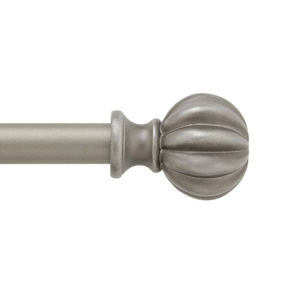 Rachel Italian Pewter Adjustable Curtain Rod with Fluted Ball Finials