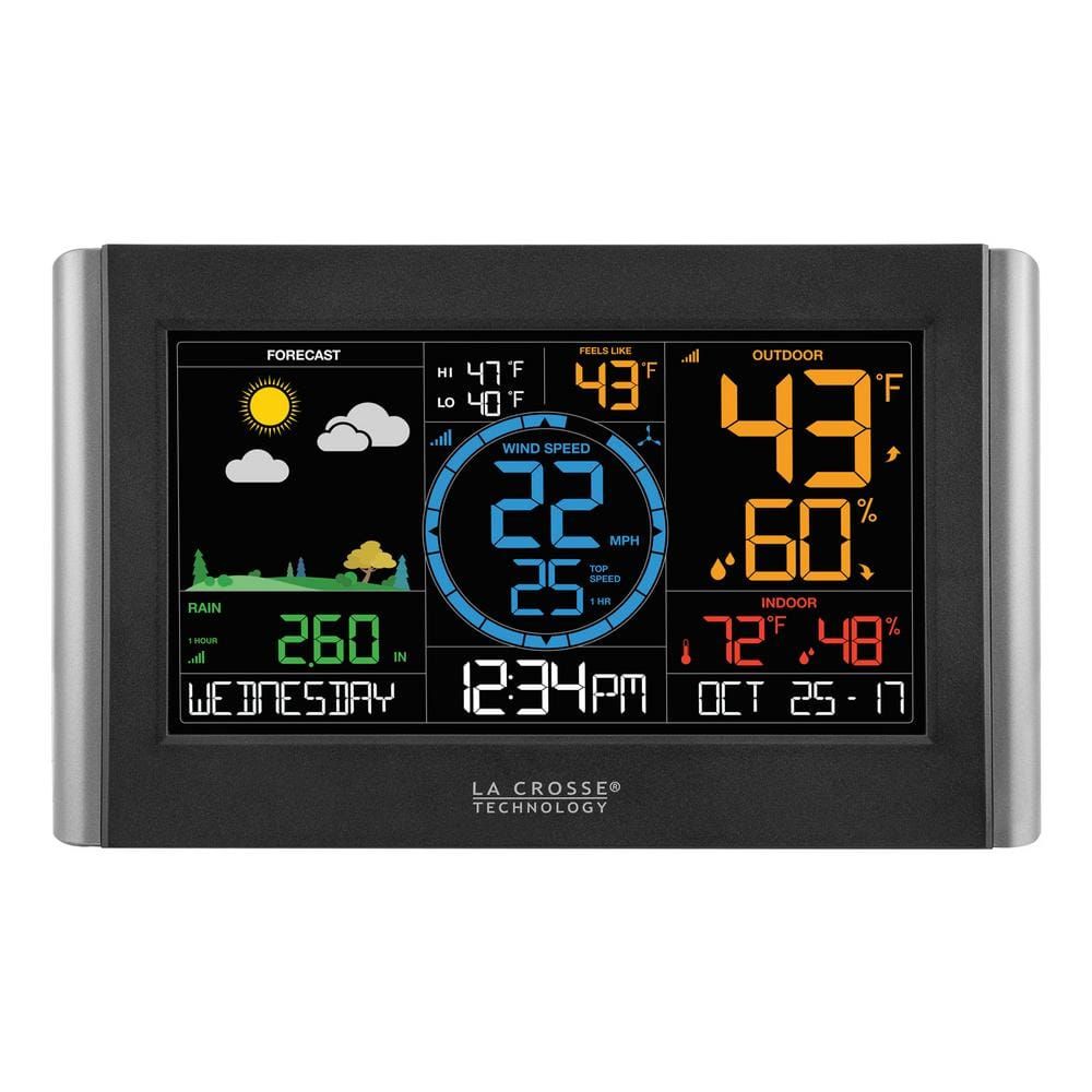 Black Wireless Digital Color Weather Station with Humidity Sensor