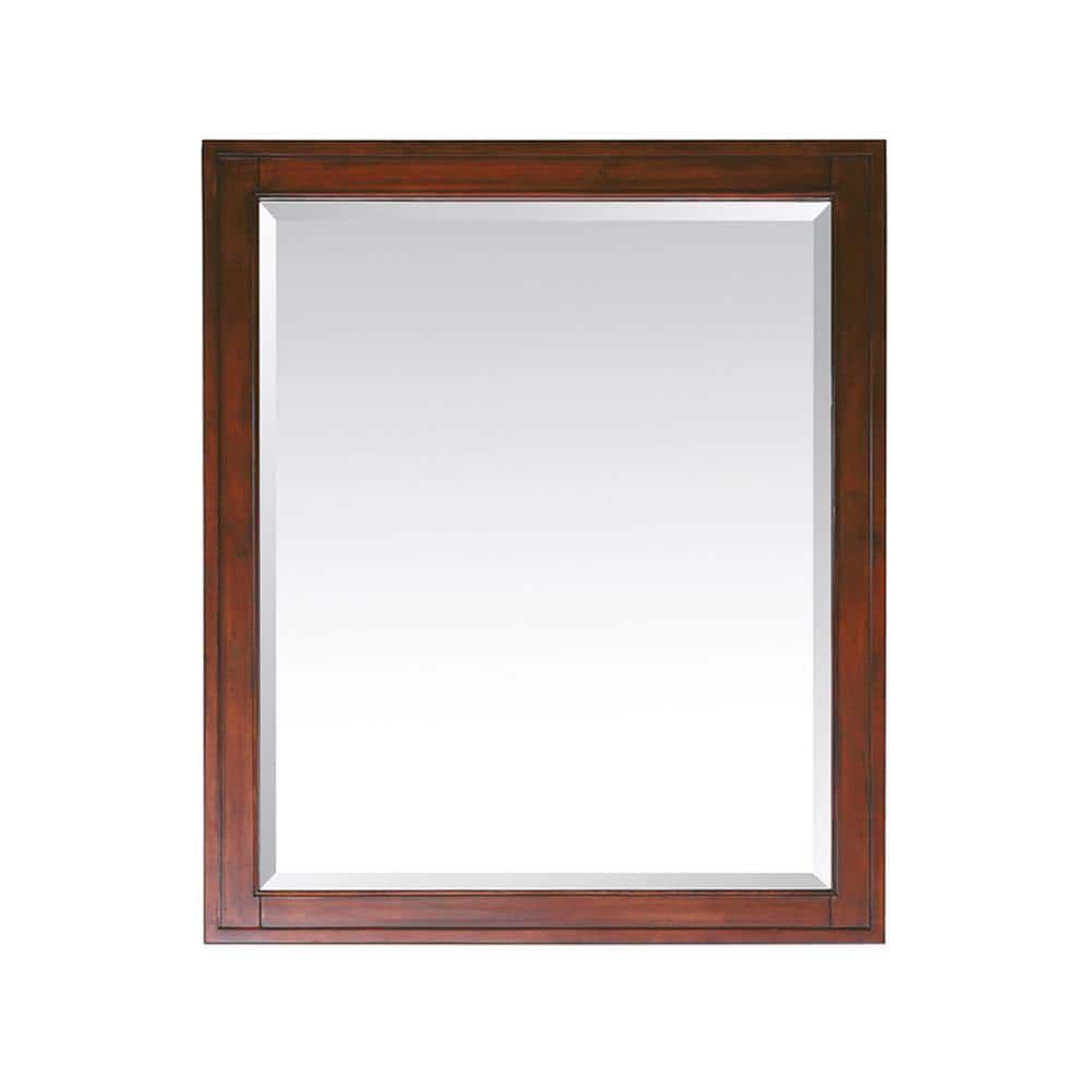 Madison 28" Tobacco Wood Rectangular Bathroom Vanity Mirror
