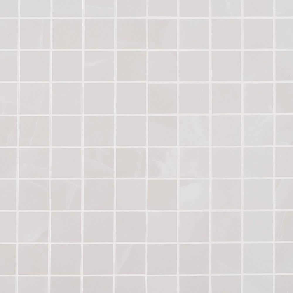 Aztec Onyx Bianco Matte Porcelain Mosaic Tile 12-in x 12-in
