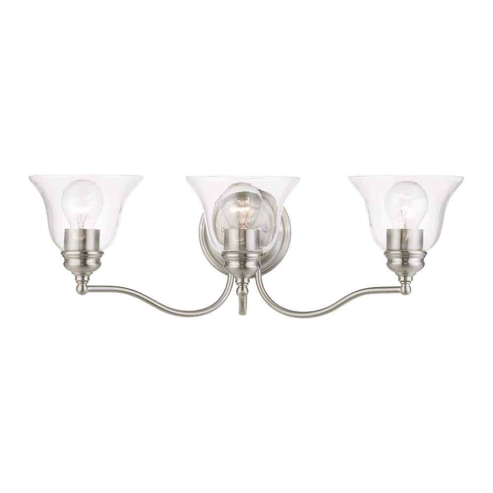 Moreland Brushed Nickel 3-Light Vanity Sconce with Handblown Glass