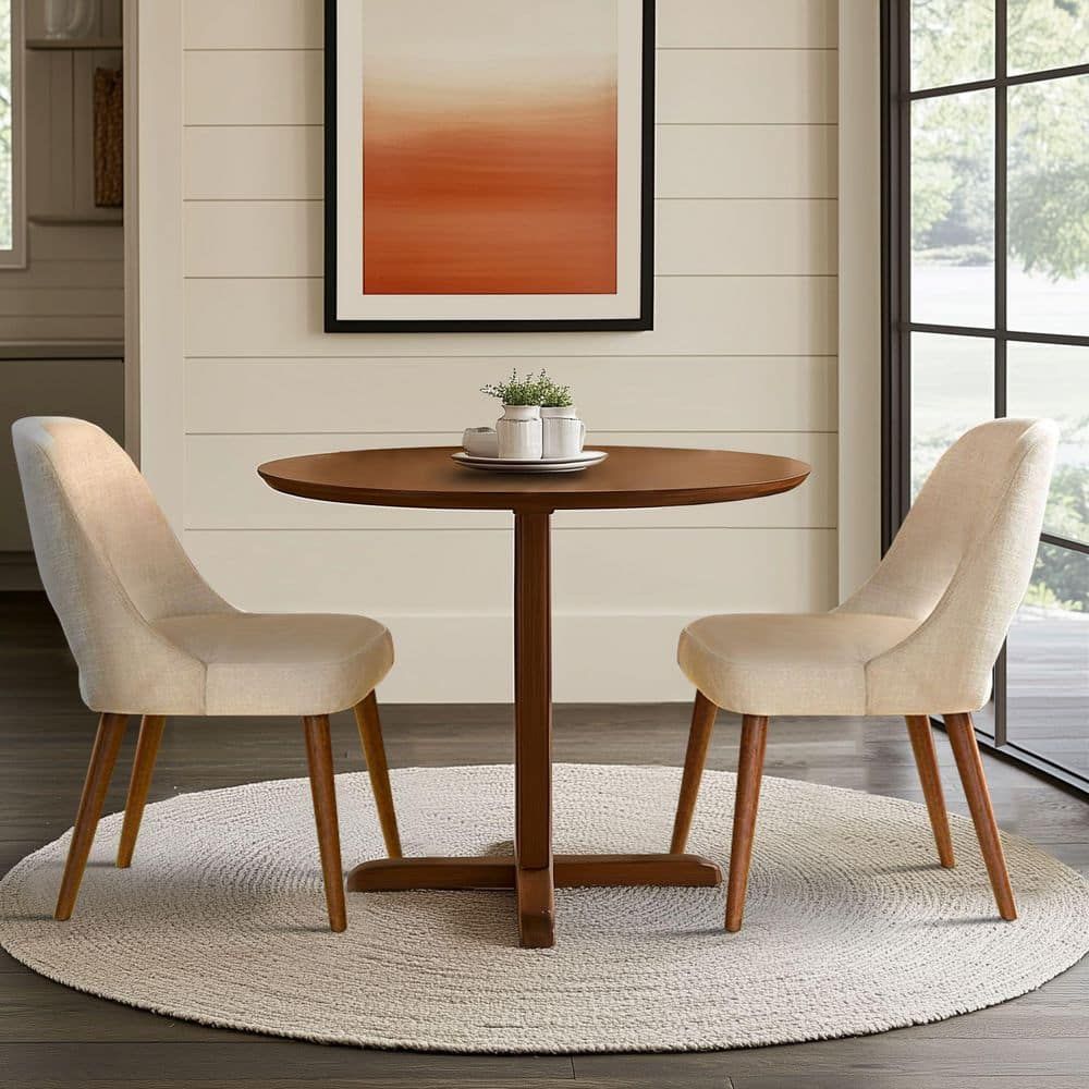 Nola Mid-Century Cream Upholstered Side Chair with Splayed Legs