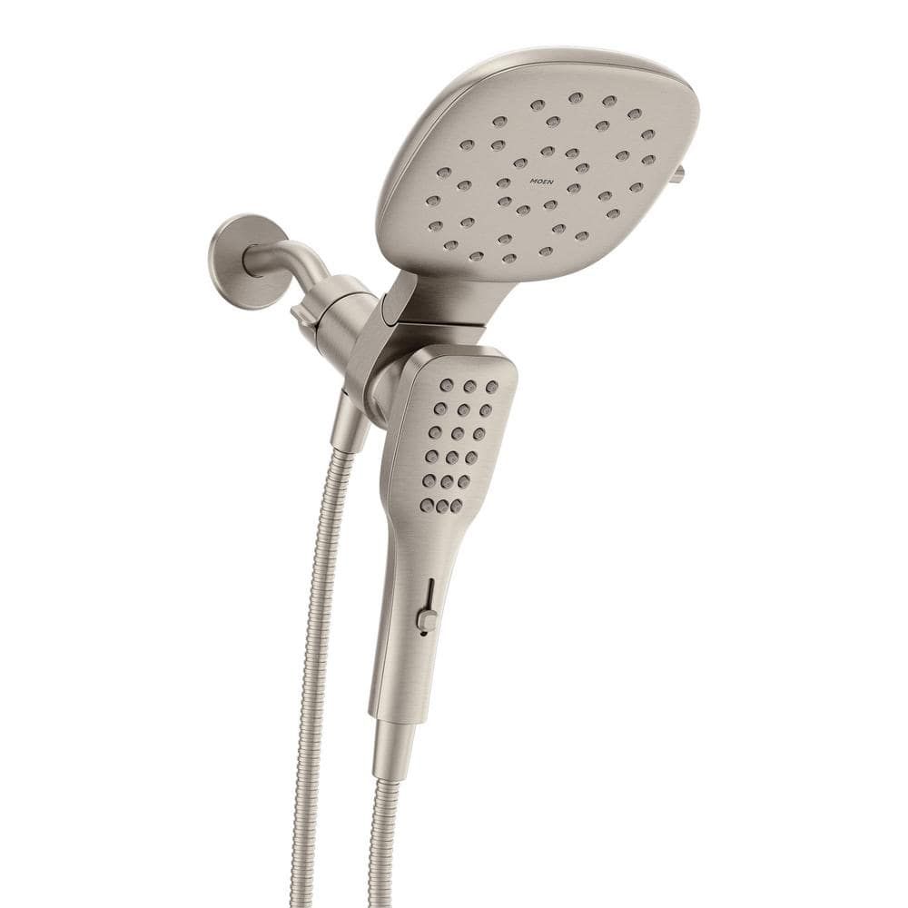 Verso Brushed Nickel Dual Square Rain Shower Head with Handheld