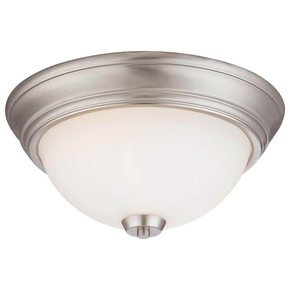 Brushed Nickel Etched Glass 13" Indoor/Outdoor Flush Mount Light