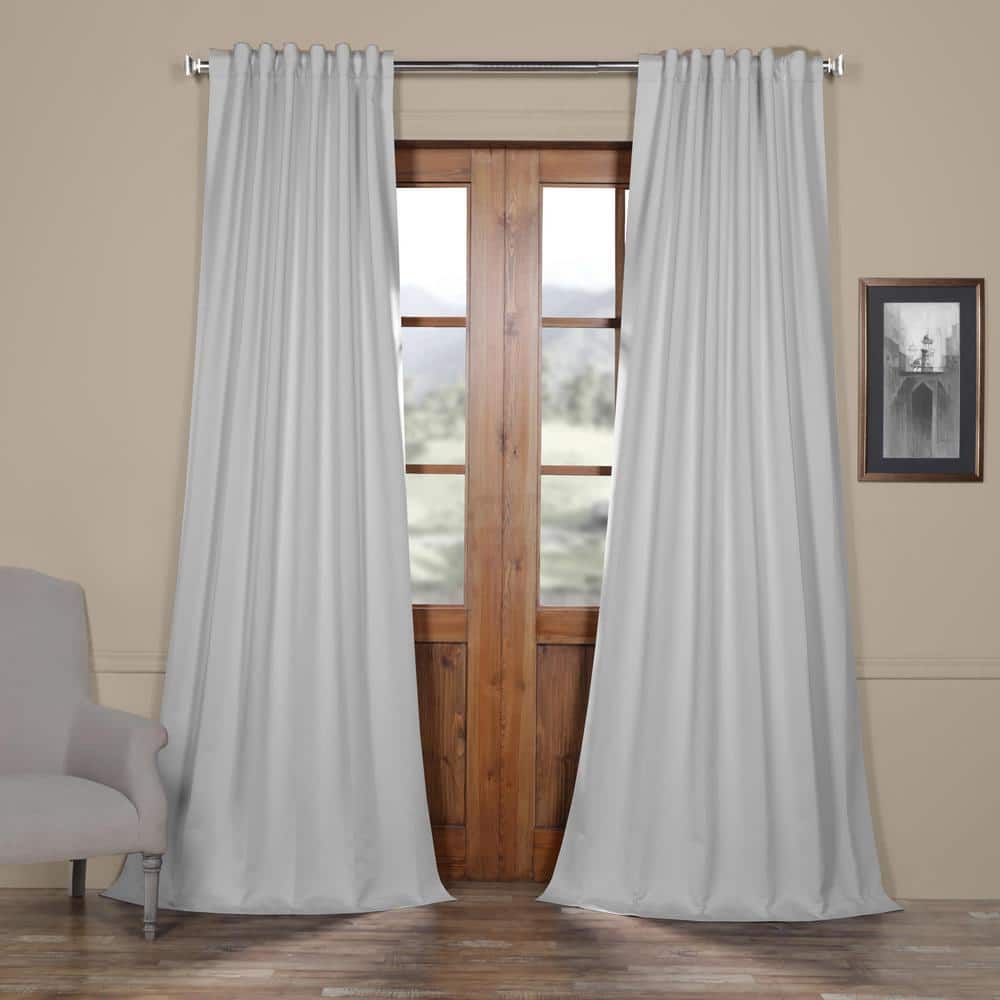 Arctic Grey Polyester Blackout Puddle Length Drapes