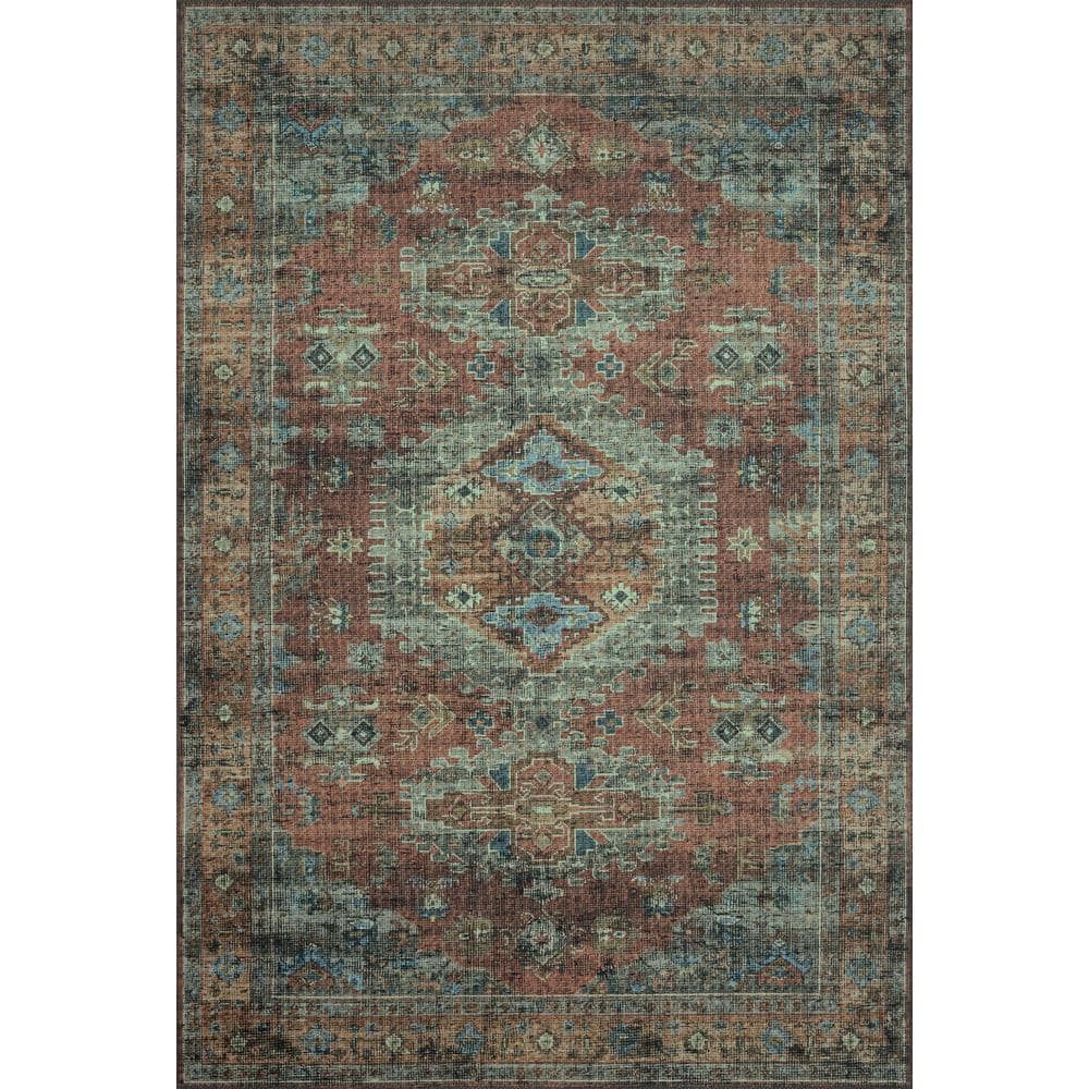 Skye 8' Round Terracotta and Sky Wool Synthetic Rug