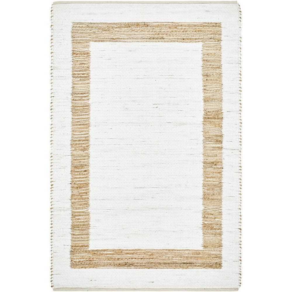 Ivory and Tan Handwoven Cotton Kids' Area Rug, 5' x 7'