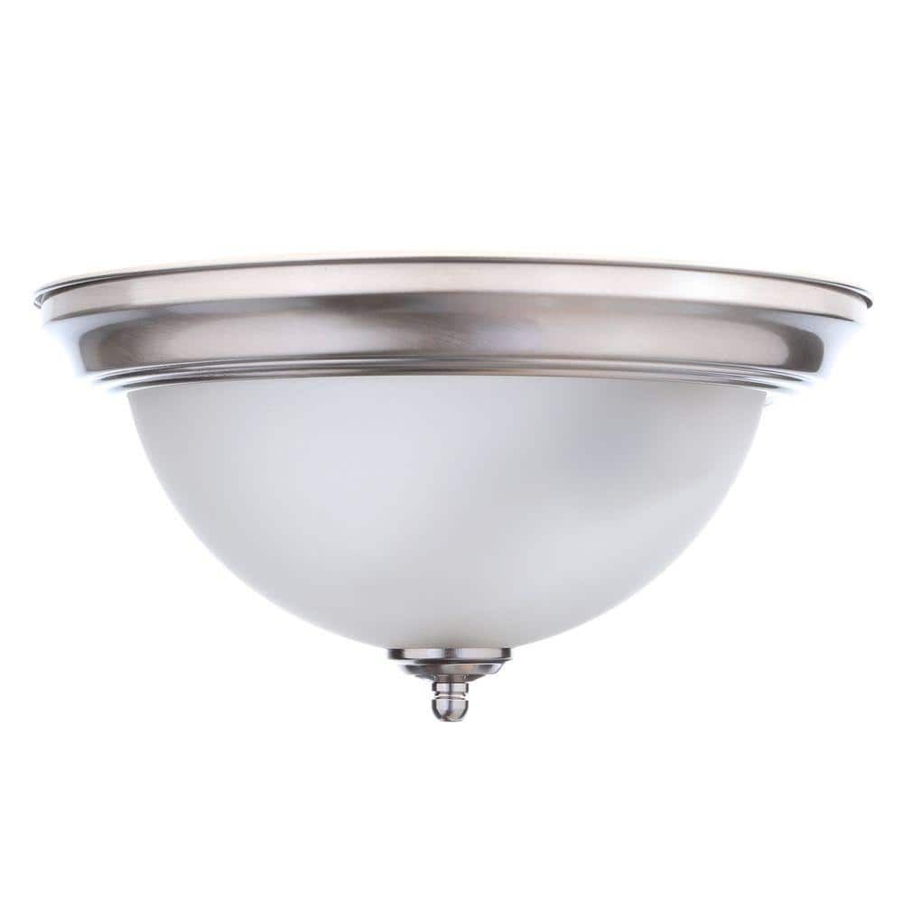 13-Inch Brushed Nickel and Frosted Glass Flush Mount Light