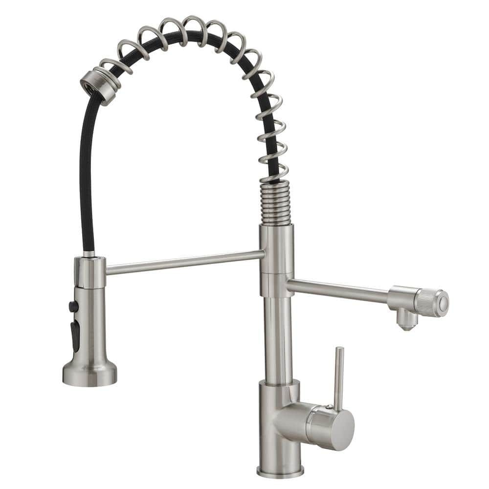 Brushed Nickel Pull Down Kitchen Faucet with Water Filter