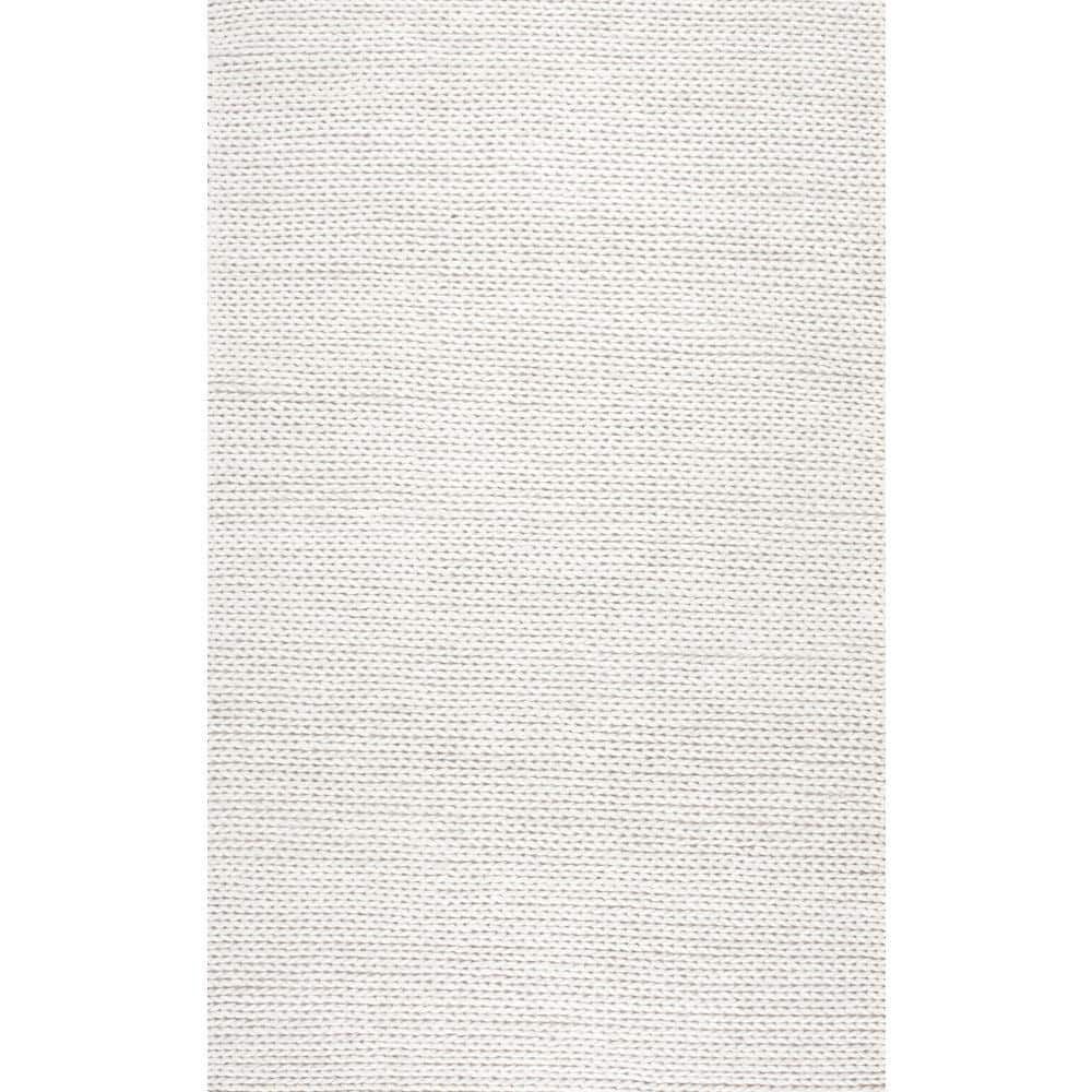 Handmade Off-White Braided Wool 3'x5' Area Rug