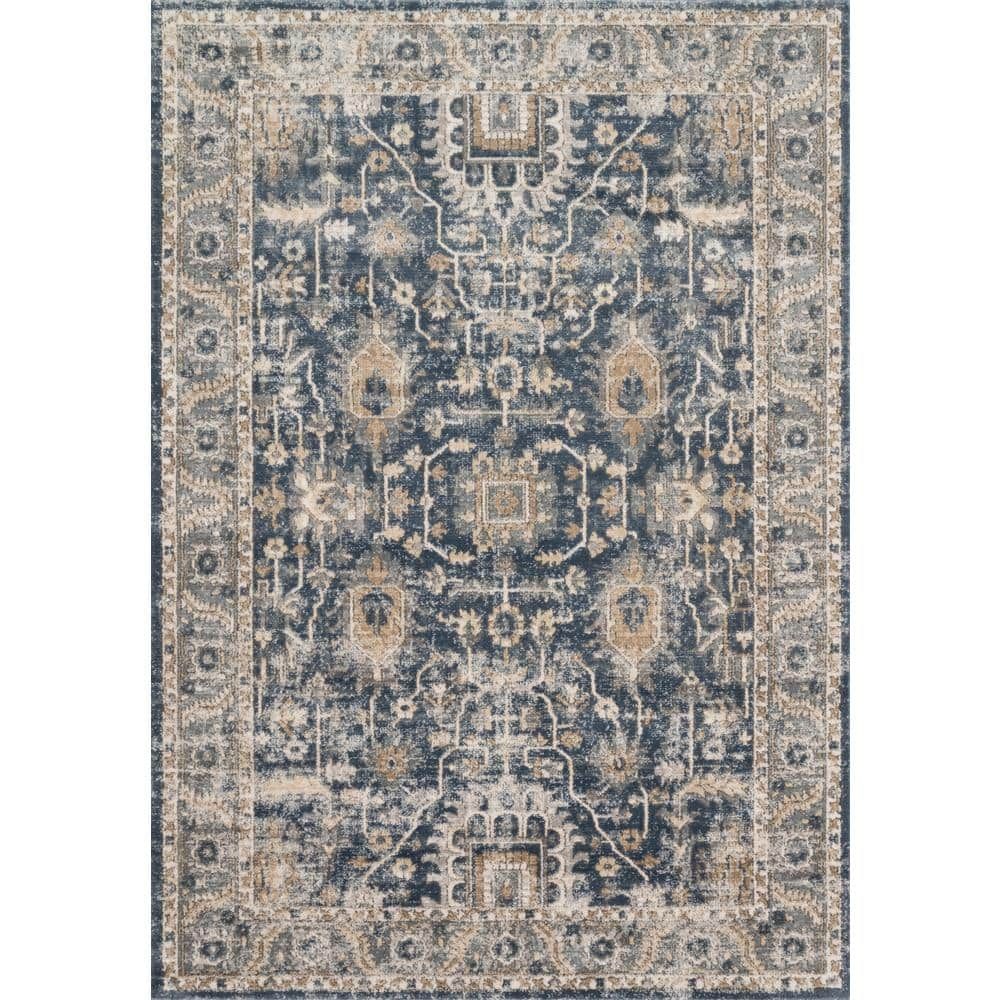 Teagan Denim and Pebble Synthetic Reversible Runner Rug