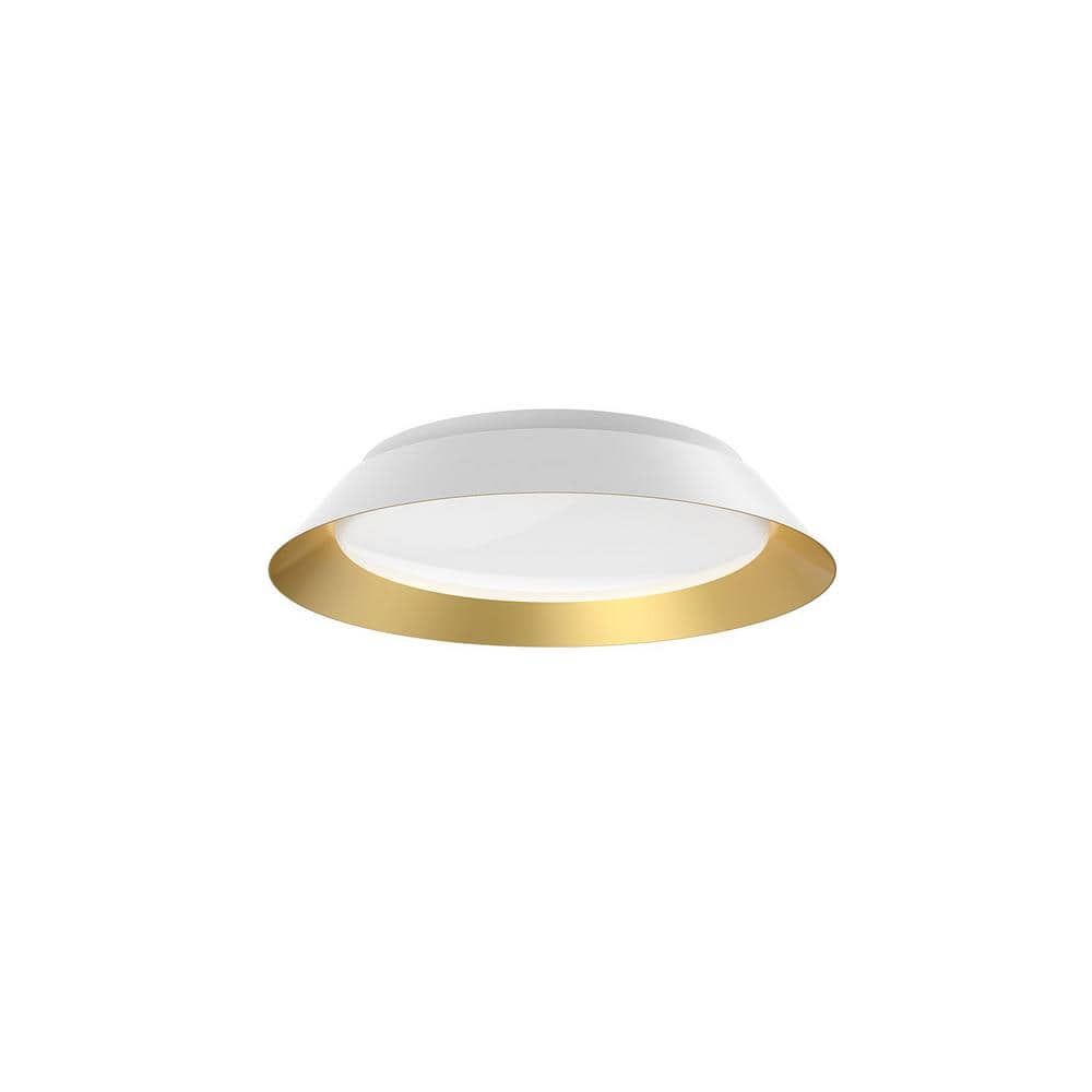 White and Gold Glass LED Flush Mount Light