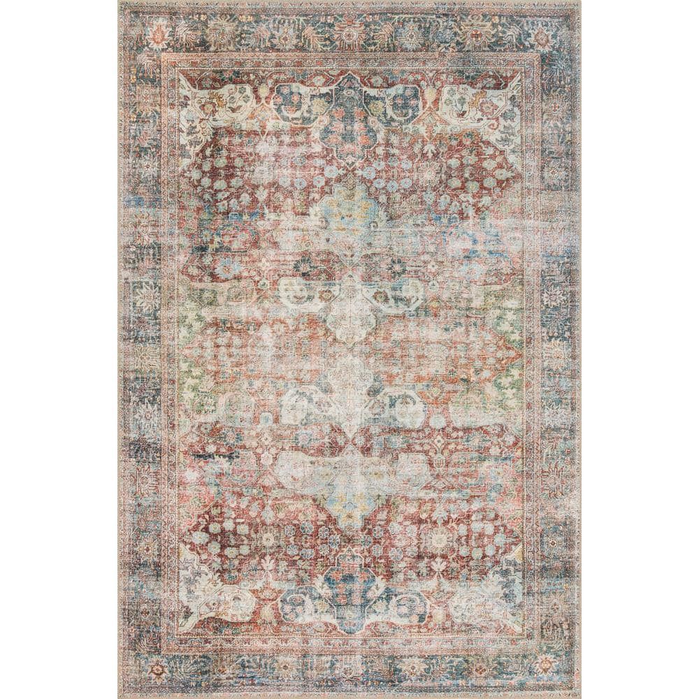 Brick and Multi Oriental Hand-knotted Synthetic Rug 3'6" x 5'6"