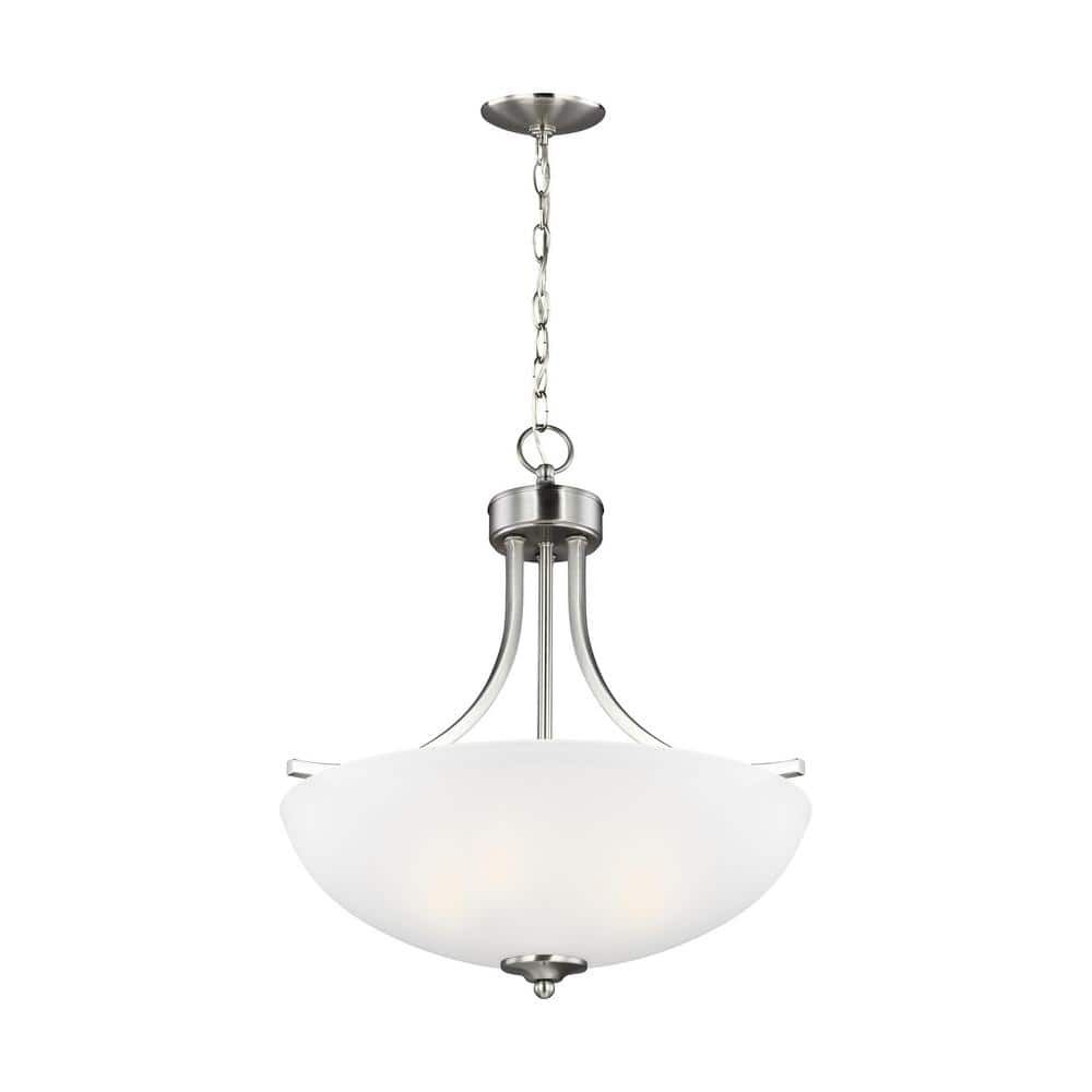 Geary 18" Brushed Nickel LED Pendant with Satin Etched Glass