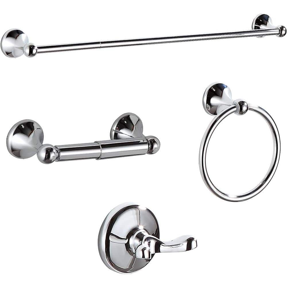 Chrome 24-Inch Stainless Steel Wall Mounted Towel Bar Set