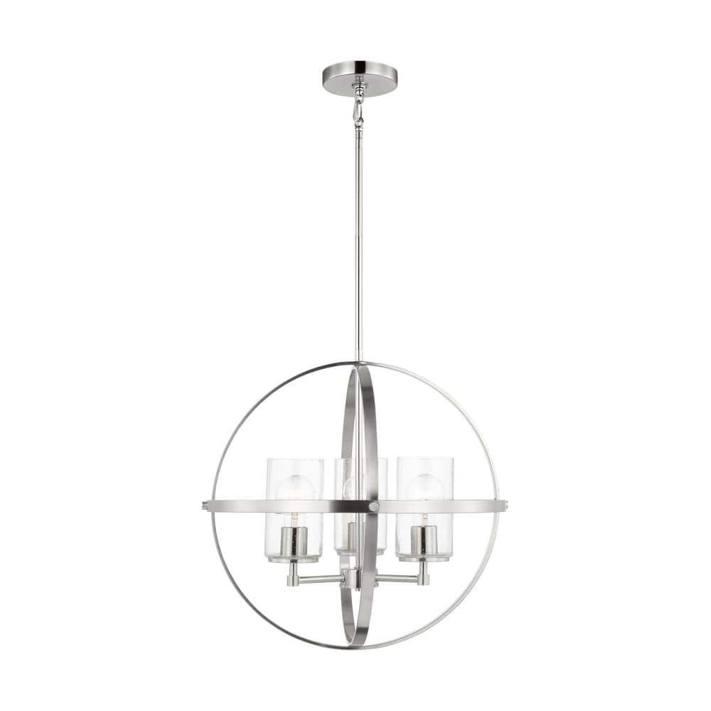 Mini Brushed Nickel Cage Pendant with Clear Seeded Glass