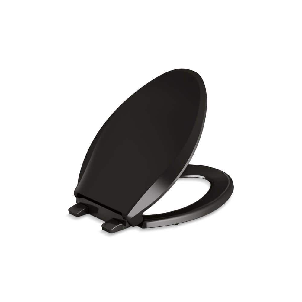Black Elongated Quiet-Close Toilet Seat with ReadyLatch