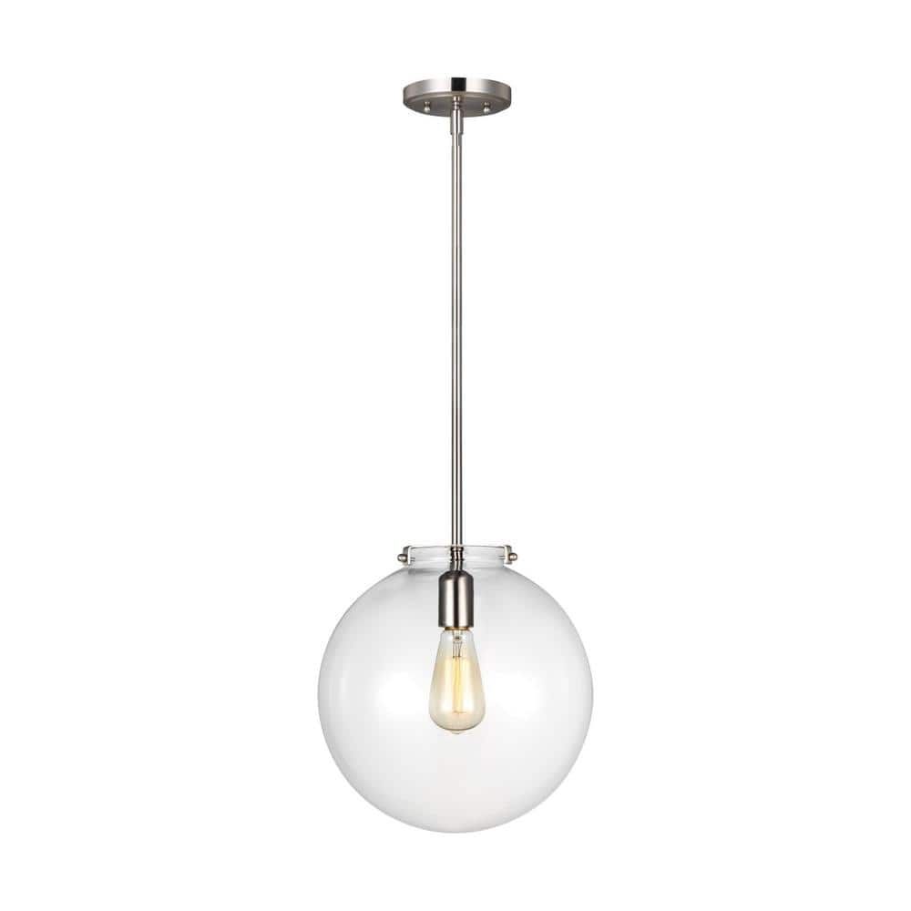 Kate 12" Clear Glass Globe Pendant in Brushed Nickel