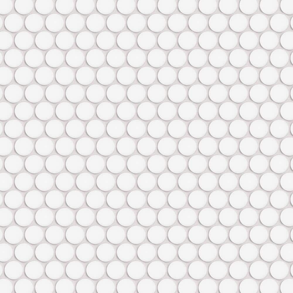 Hudson Penny Round Matte White Porcelain Mosaic Tile 12x12