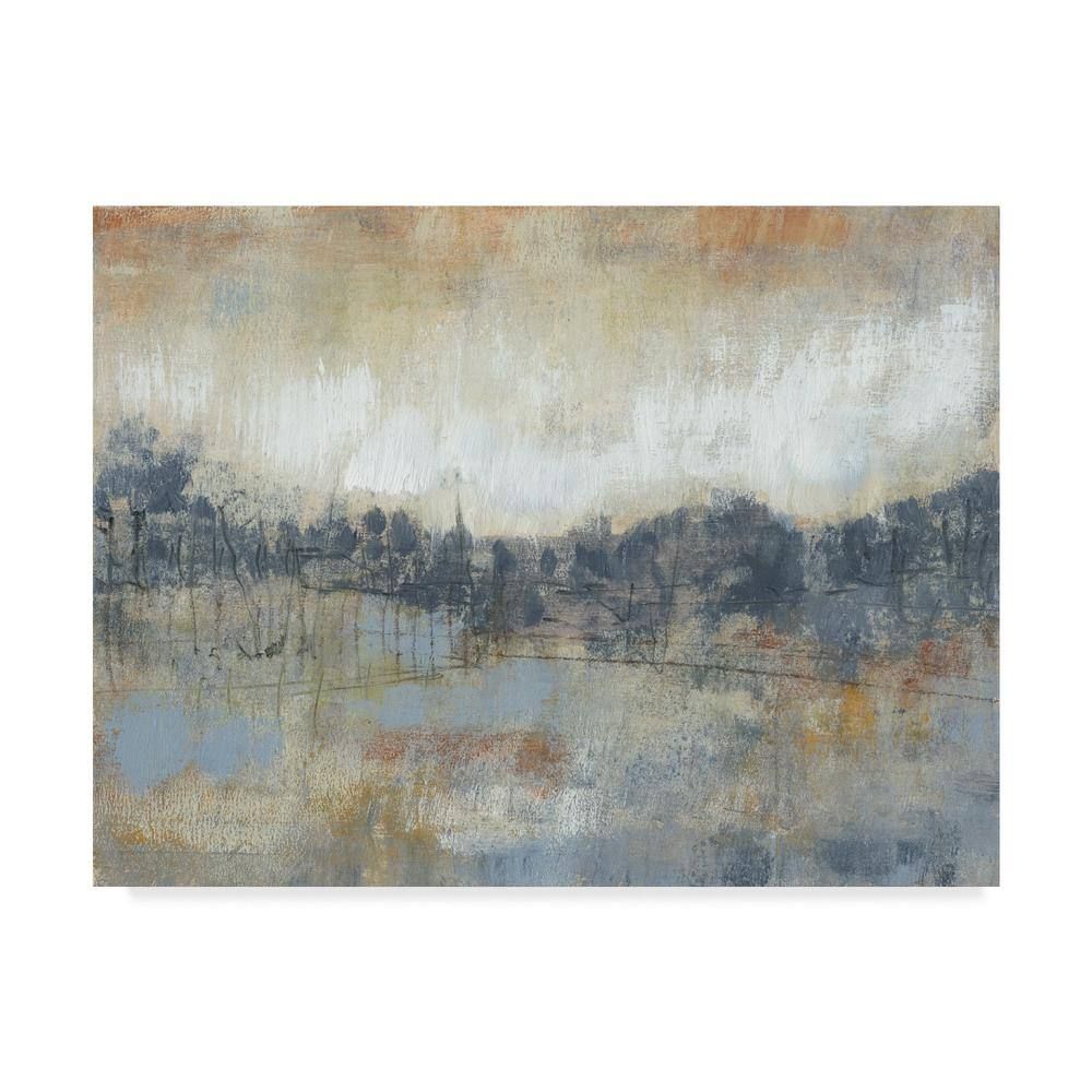 Cool Grey and Beige Abstract Landscape Canvas Print