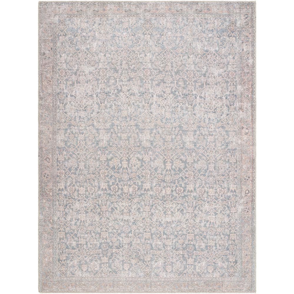 Lorelai Blue and Beige Synthetic Washable Area Rug