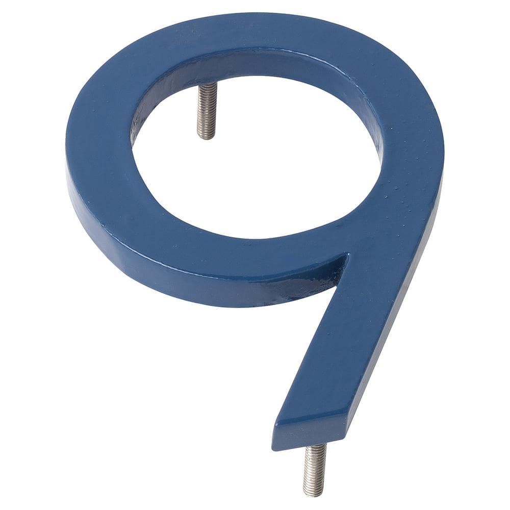 4 in Sea Blue Aluminum Floating House Number 9