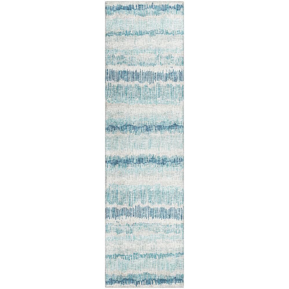 Rylee Blue Flat Woven Chenille Indoor/Outdoor Runner Rug