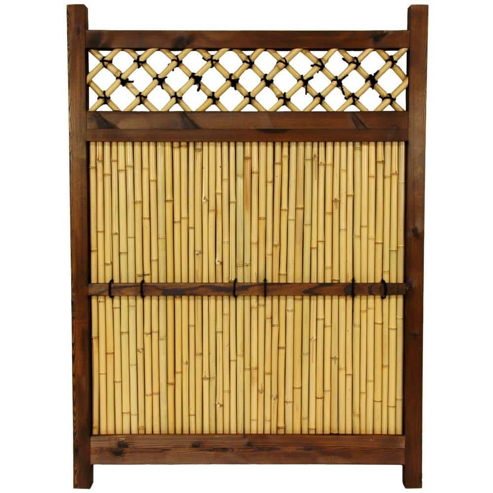 Light Bamboo and Wood Japanese Zen Garden Fence Panel