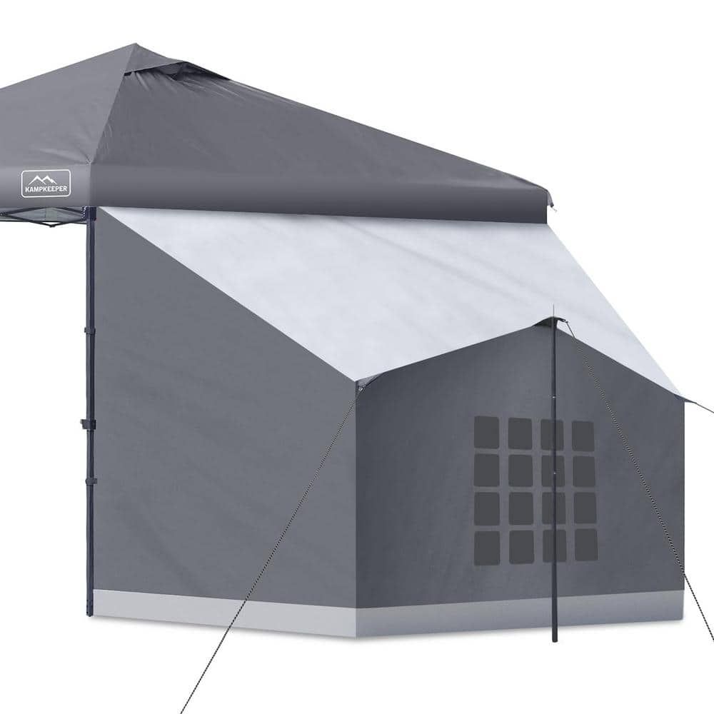 10 ft. Gray Water-Resistant Camping Tent with Pop-Up Canopy