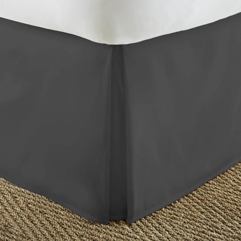 Black Cotton Pleated California King Bed Skirt