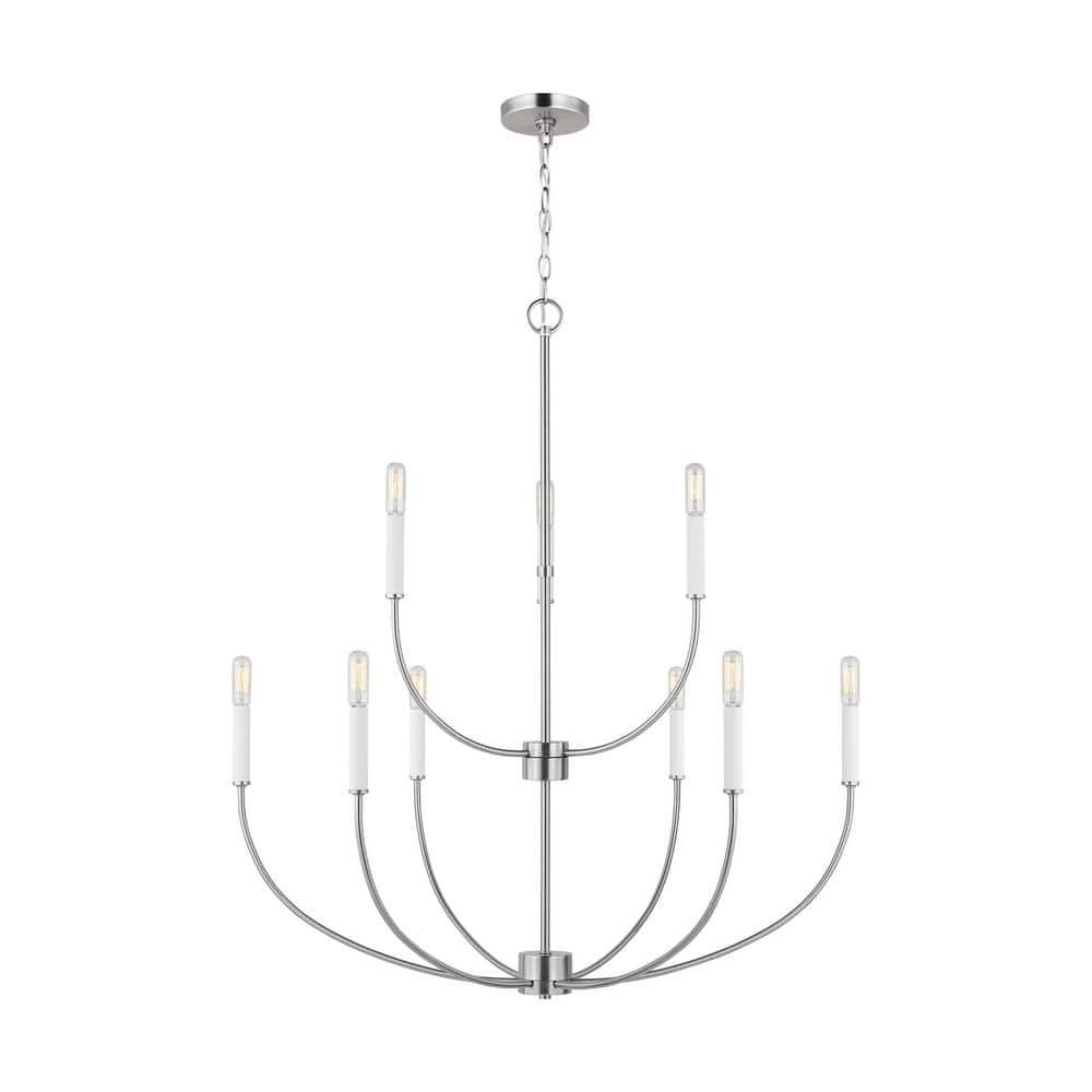 Greenwich Modern 9-Light Brushed Nickel Incandescent Chandelier