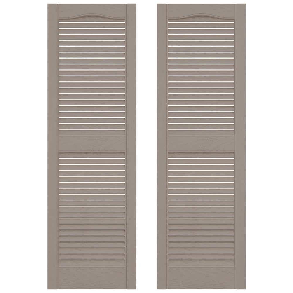 Clay 12" x 31" Louvered Vinyl Exterior Shutters Pair