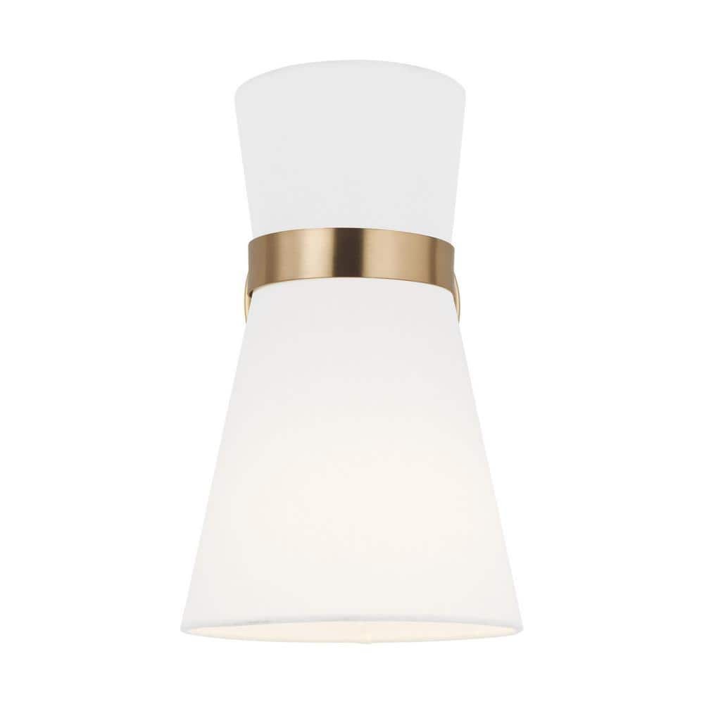 Satin Bronze and White Linen 1-Light Outdoor Wall Sconce