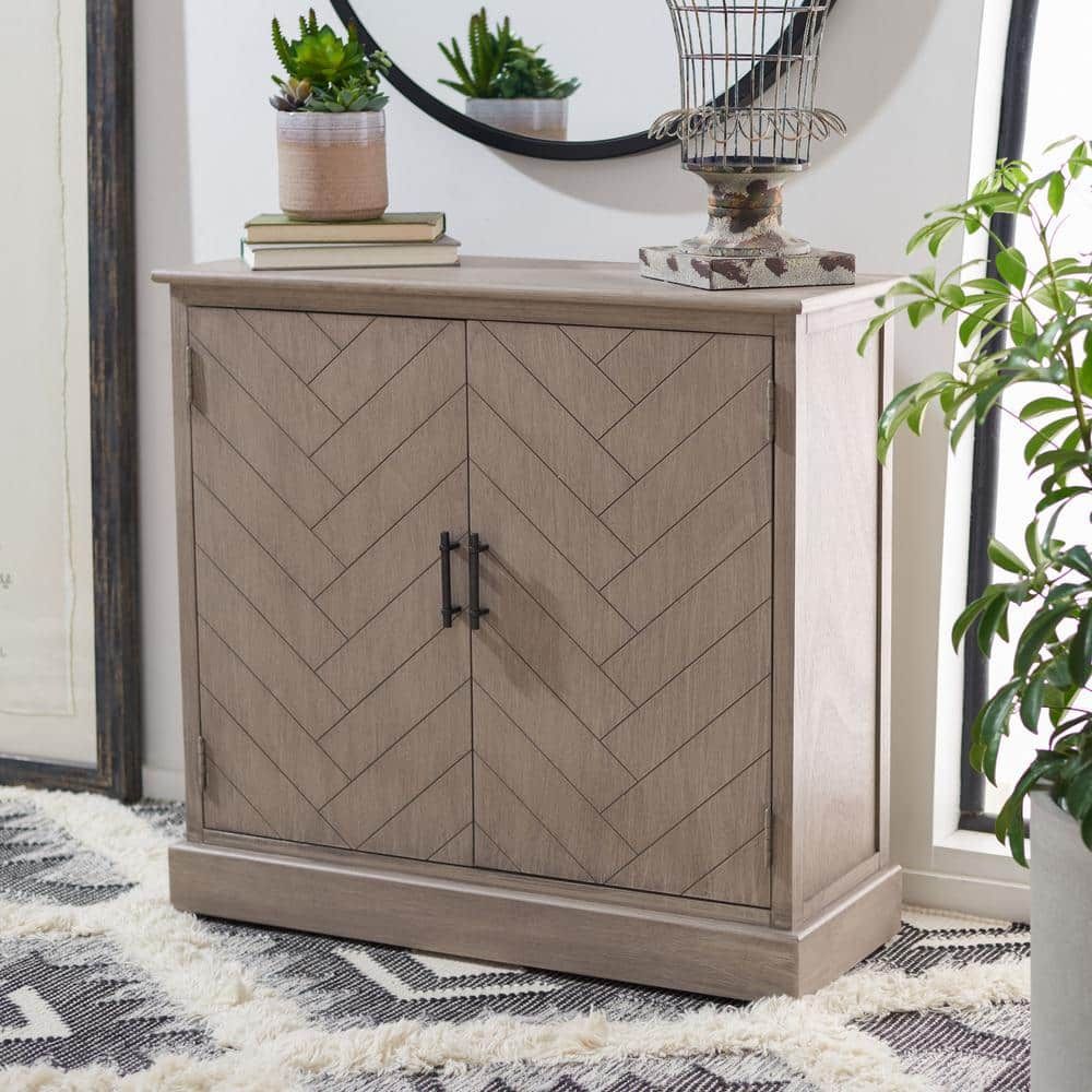 Peyton Greige Herringbone 2-Door Wooden Sideboard