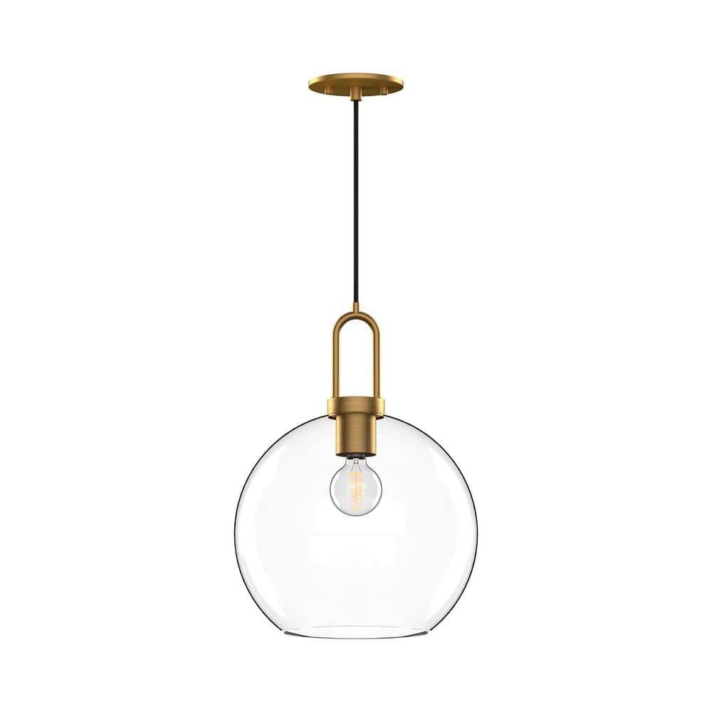Soji Mini Globe Pendant Light in Aged Gold with Brushed Nickel