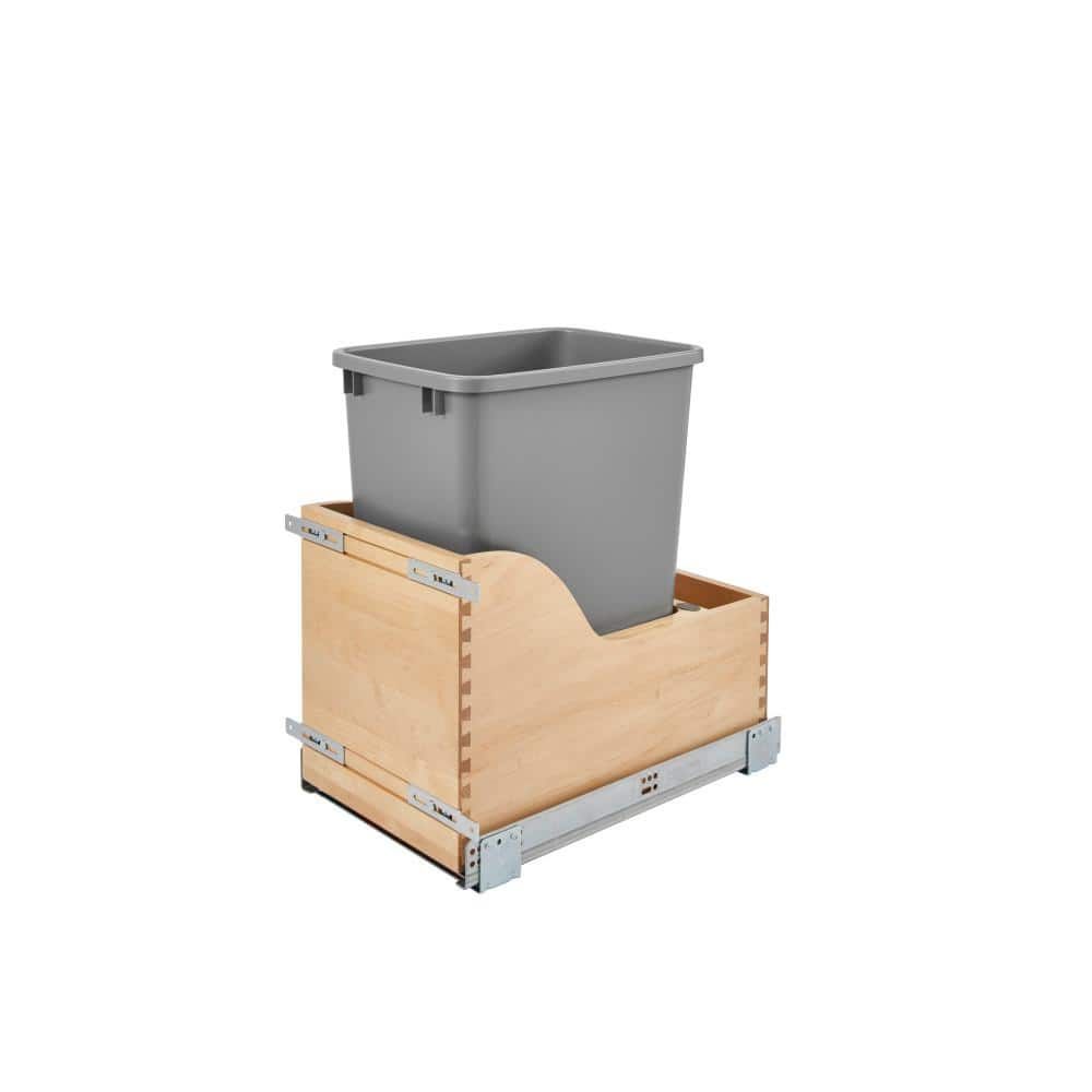 Natural Maple Pull-Out Waste Container with Silver Bin