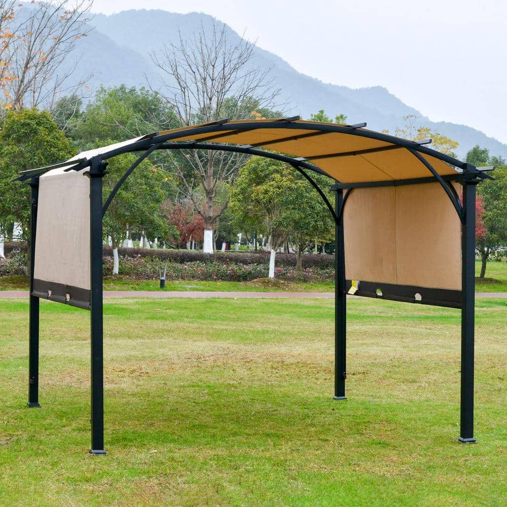 11 ft. x 11 ft. Beige Steel Frame Outdoor Patio Gazebo