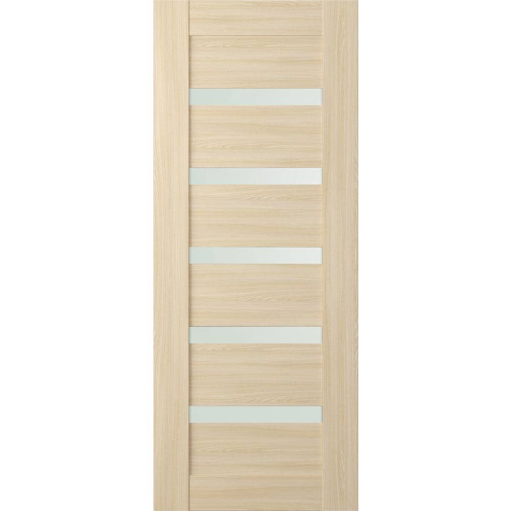 Loire Ash Wood Composite Interior Door with Frosted Glass Panels