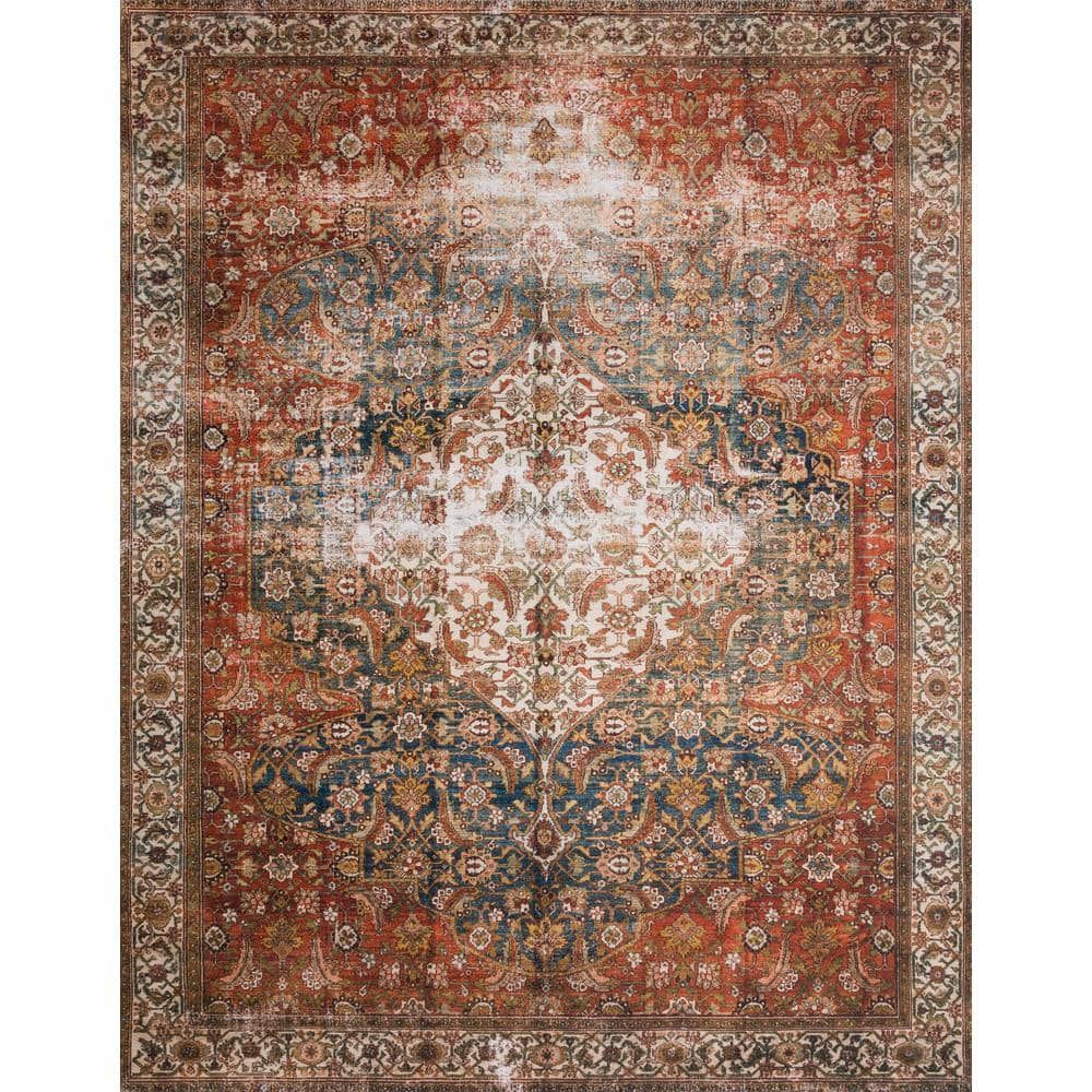Layla Ocean Blue and Multi Synthetic Rectangular Area Rug