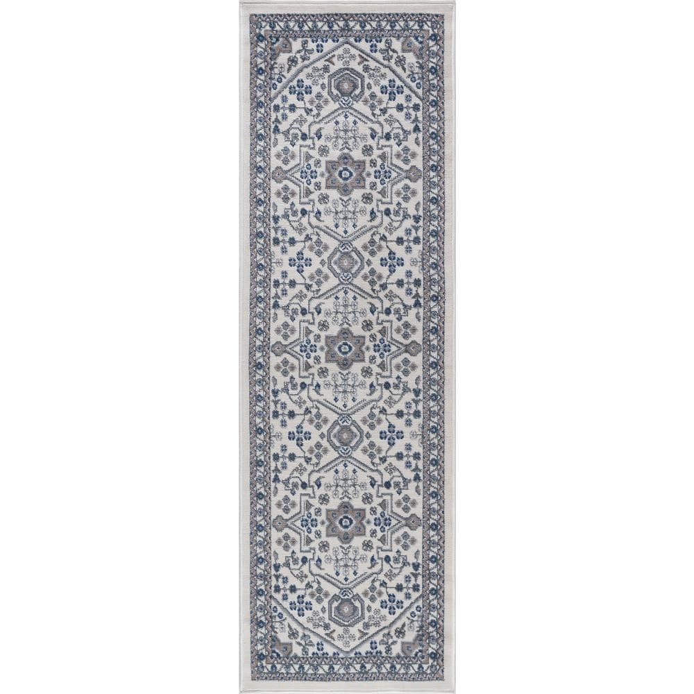 Hampton Traditional Cream Synthetic 2x8 Runner Rug