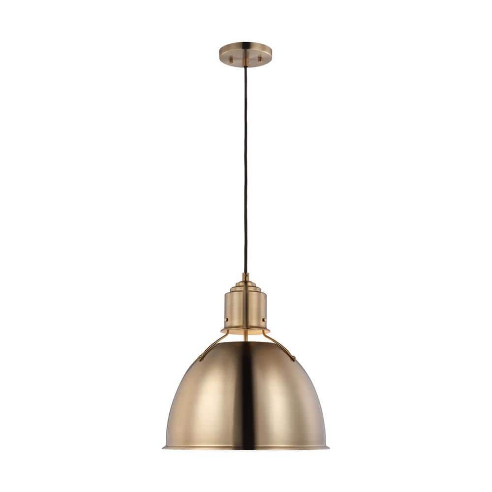 Huey 15" Satin Brass Indoor/Outdoor Pendant Light