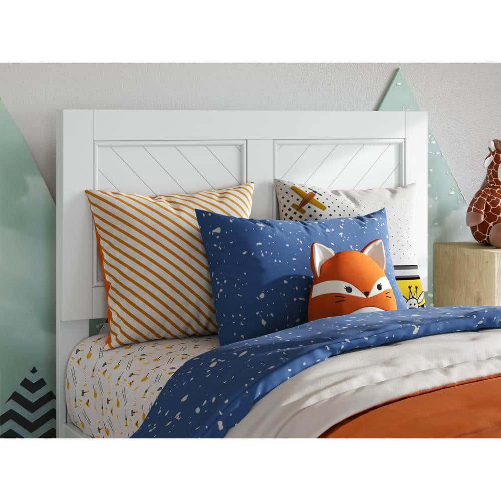 Twin White Solid Wood Chevron Headboard with USB Charger