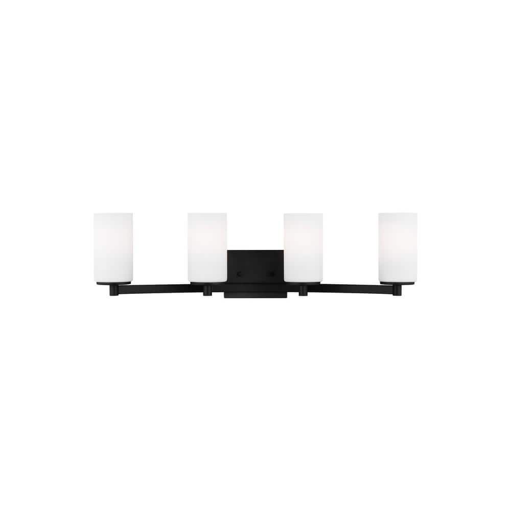 Midnight Black 29" Vanity Light with Etched Glass Shades