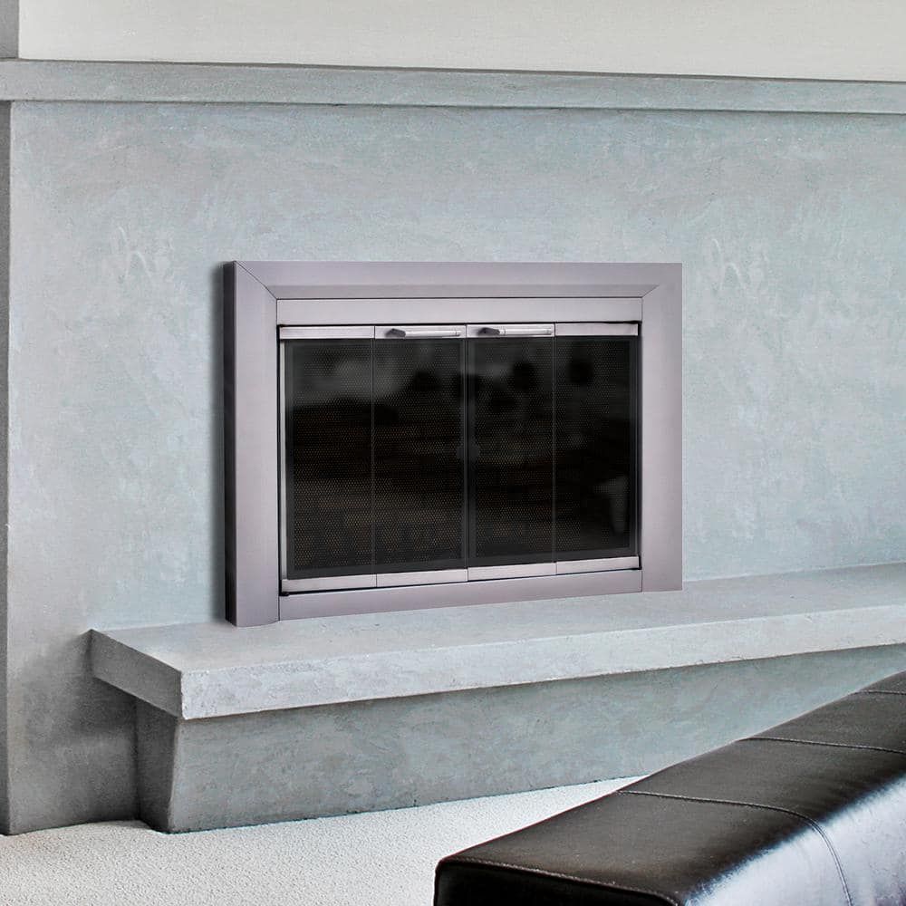 Clairmont Medium Skyline Nickel Fireplace Glass Doors