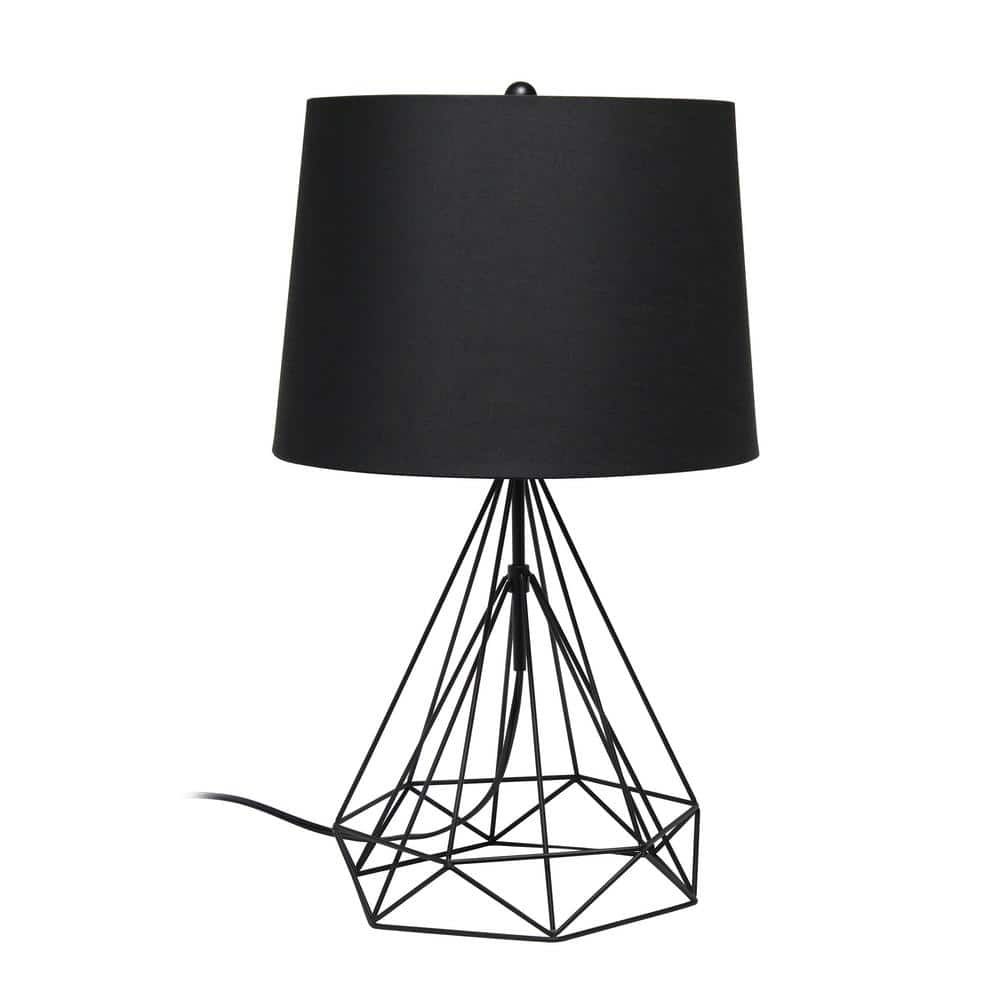 23.5 in. Black Matte Geometric Metal Table Lamp