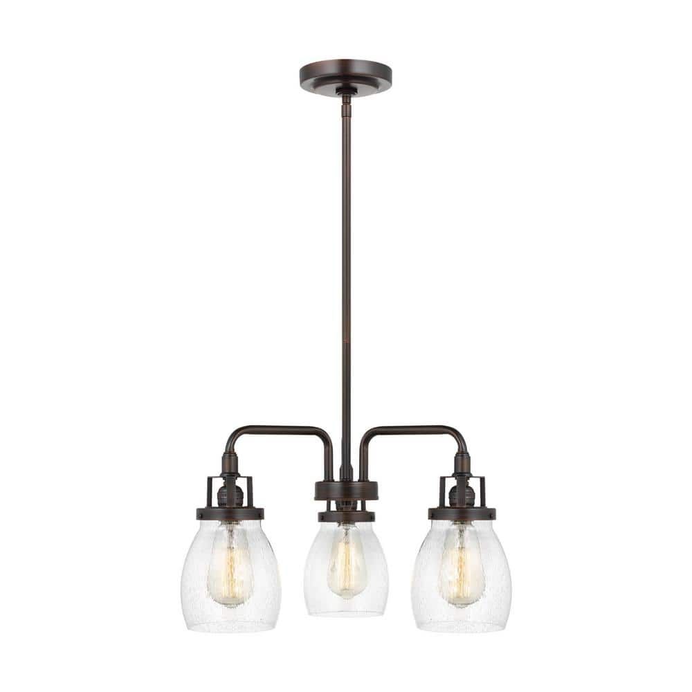 Belton 52'' Bronze 3-Light Chandelier with Clear Seeded Glass