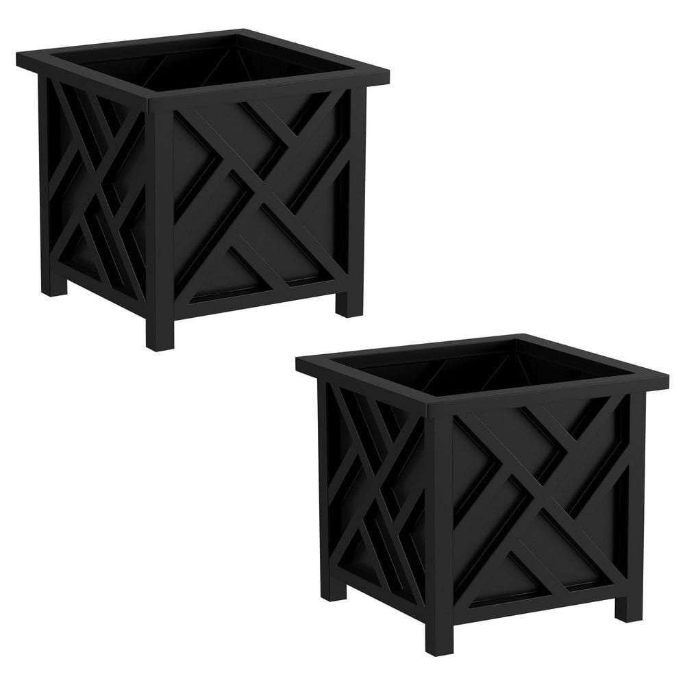 Black Square Farmhouse Outdoor Wall-Mount Planter Box Set