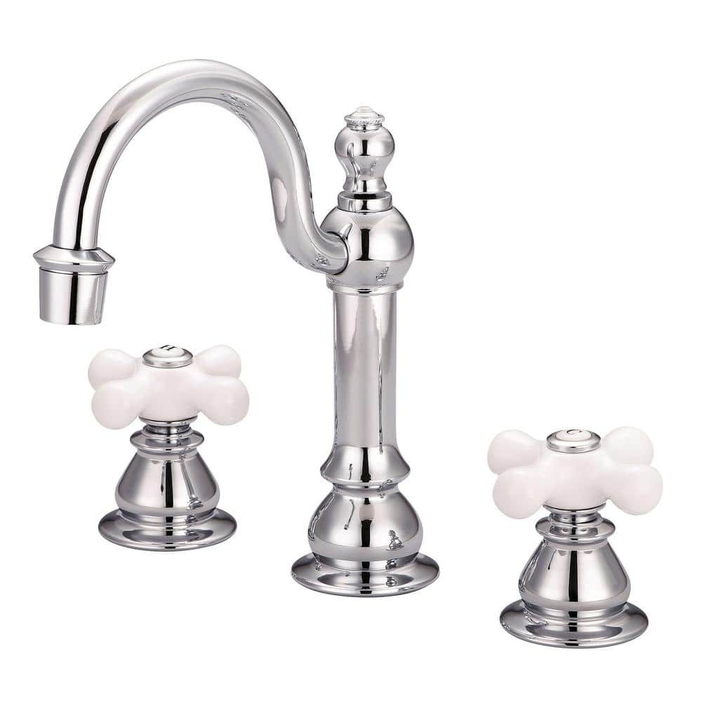 Classic Chrome Widespread Lavatory Faucet with Cross Handles