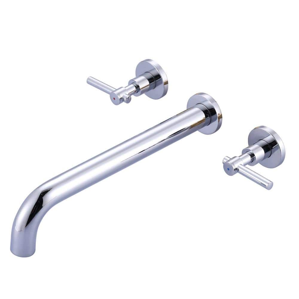 Aleasha Chrome Double-Handle Wall-Mount Roman Tub Faucet